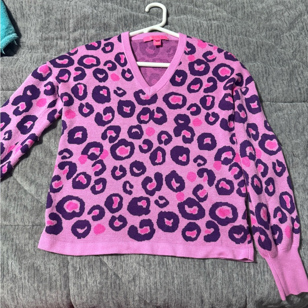 Lilly Pulitzer Purple and Pink V-Neck Sweater